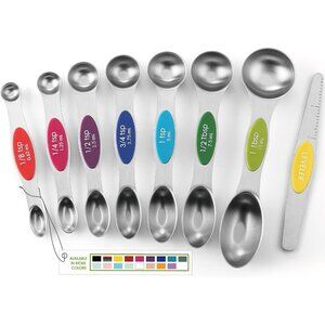Stainless Steel Magnetic Measuring Spoons Set with Strong Magnets, Heavy Duty Me